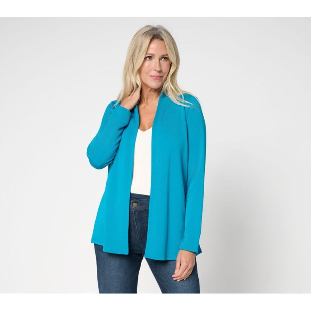 Wacoal Women's Top Sweater Sz M Acquitted Knit Open Front Cardigan Blue A698063